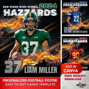 Football Poster 16x20 Canva Template Design Custom Football Portrait Edit in Canva Sport Poster Gift Senior Football Team Sports Memorabilia
