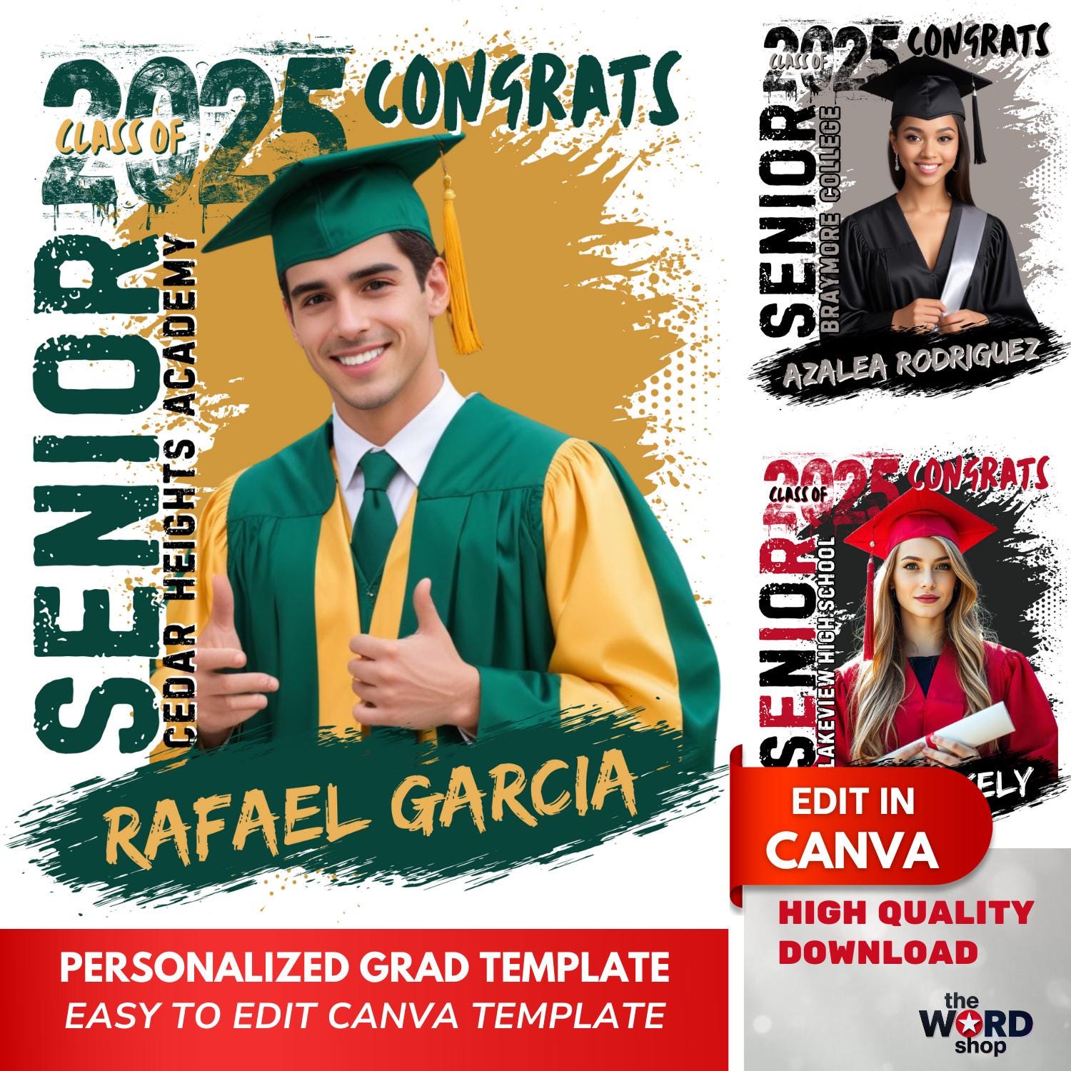 2025 Graduation Template Canva Design 16x20 Poster Custom Photo Editable Canva Custom Shirt Template Graduation Gifts Template Grad Gift