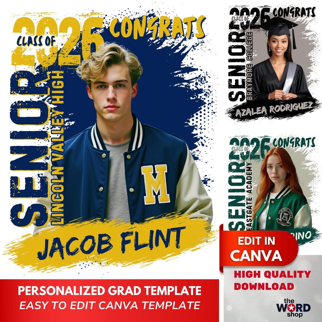Class of 2026 Graduation Poster Template | Personalized Senior Photo ...