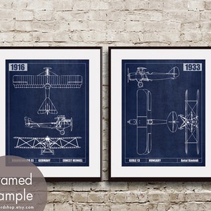 Vintage Plane Sketch A Set of 2 Art Prints Featured in | Etsy