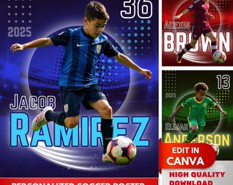 Personalisiertes Fußball Poster: Canva Template, Schule Team Geschenk