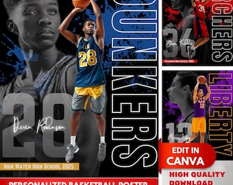 Basketball Poster Canva Template Design 16x20 Custom Basketball Portrait Edit in Canva Sports Poster Basketball Team Gifts Sport Memorabilia