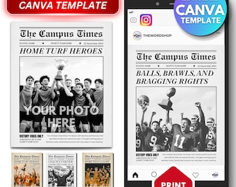 Aanpasbare sjabloon sportkrant, canva (digitale download) social media-ontwerp
