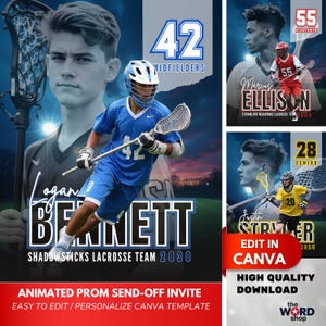 Senior Night Lacrosse Banner Template Editable 16x20 Canva Design Custom Lacrosse Player Portrait Gift Team Memory Mate Keepsake