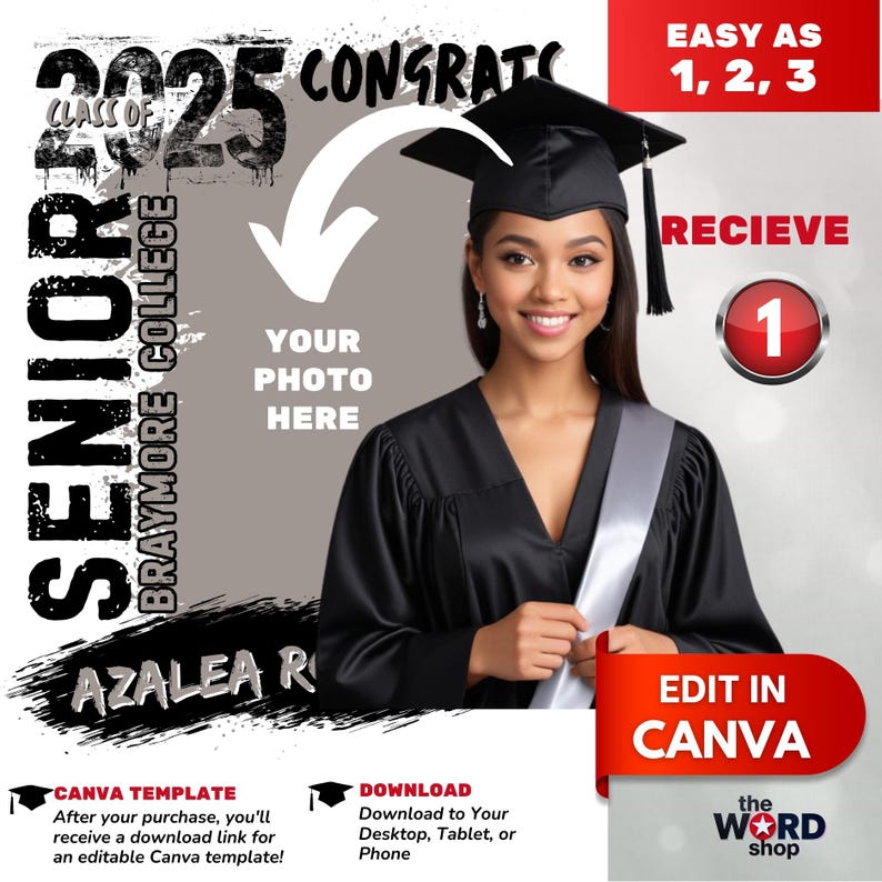 Class of 2026 Graduation Poster Template | Personalized Senior Photo ...