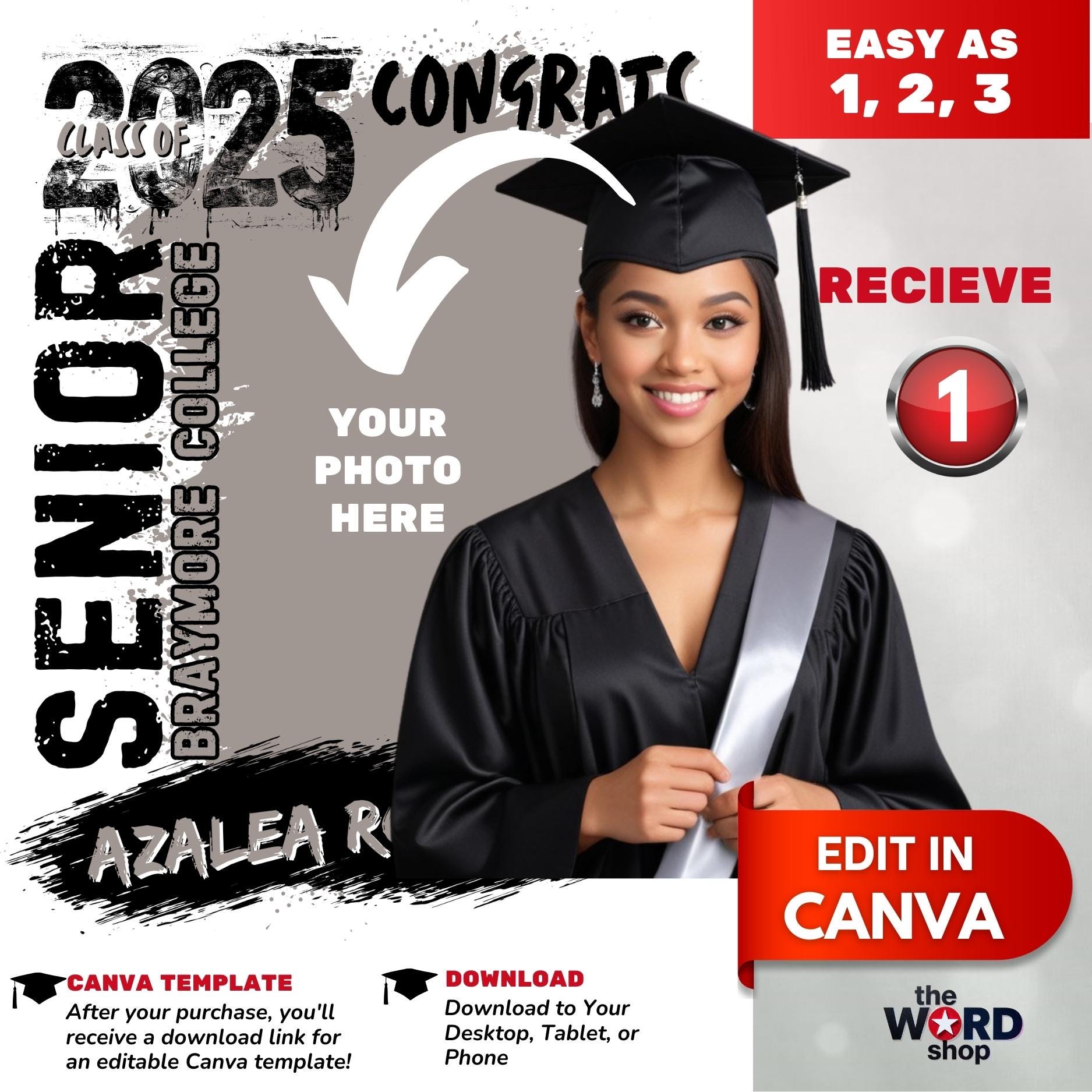 Buy Class of 2026 Graduation Poster Template | Personalized Senior ...