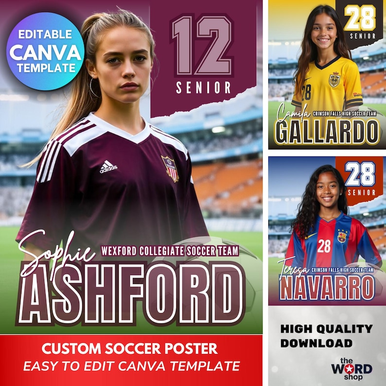 Custom Soccer Poster Canva Template 16x20 Editable Sports Portrait ...