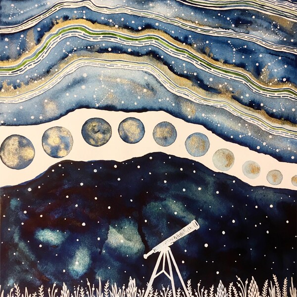 Original Painting // The Sanctuary of Starlight // large painting 11 by 12 inches