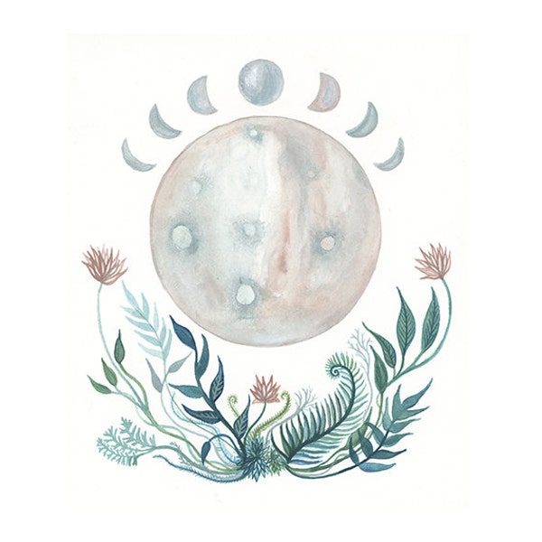 Studio Sale // Moon Art // Moon Painting // Lunar Botanicals