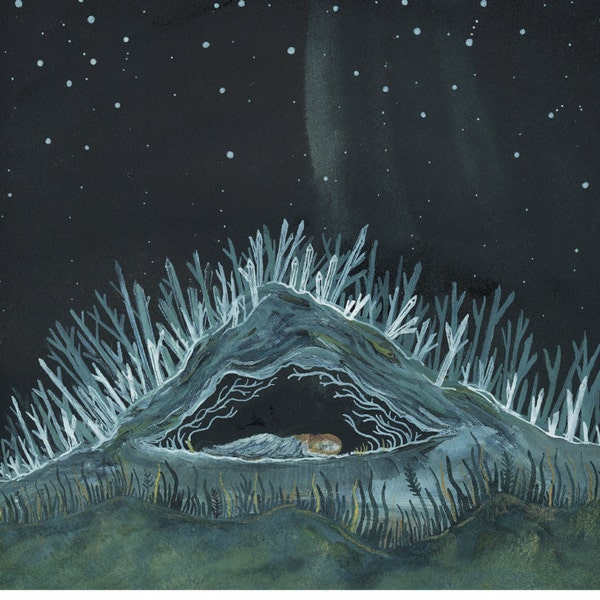 RESERVED Original Painting-Annika sleeps beneath the ice forest