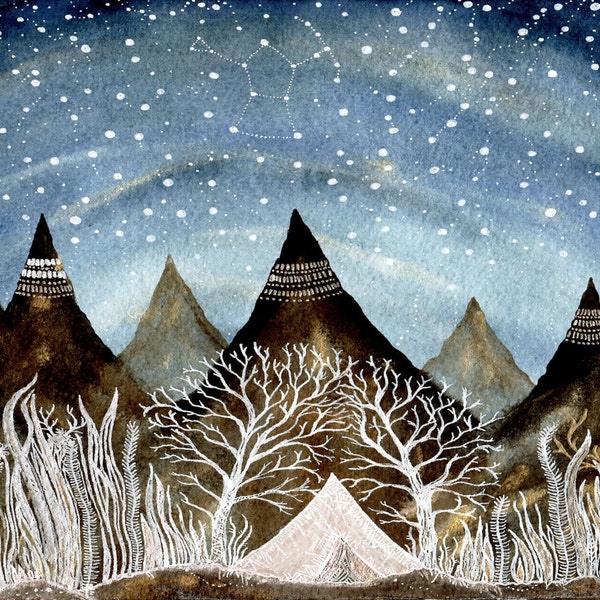 Orion Constellation, Fine Art Print-Beneath the indigo sky 4 by 6 print