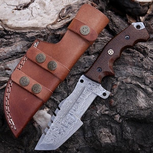 Handmade Damascus Hunting Knife With Rosewood Handle Gift For Father Wedding Gift Tracker Knife Birthday Gift Anniversary Gift Camping knife