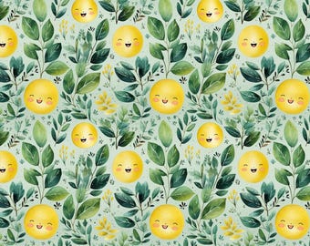 Happy Summer Baby Lemon Pattern Pure Cotton Fabric Soft Cotton Fabric DIY Fabric Sold By Half Yard