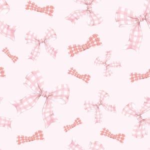 Pink Checkered Bow Pattern Pure Cotton Fabric DIY Fabric GIFT-By Half Yard