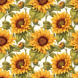 Brilliant Sunflower Pattern Cotton Fabric DIY Fabric Sold By Half Yard