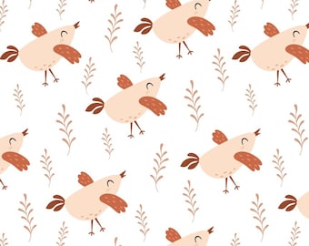 Spring Abstract Bird Pattern Cartoon Cotton Fabric DIY Fabric GIFT-By Half Yard