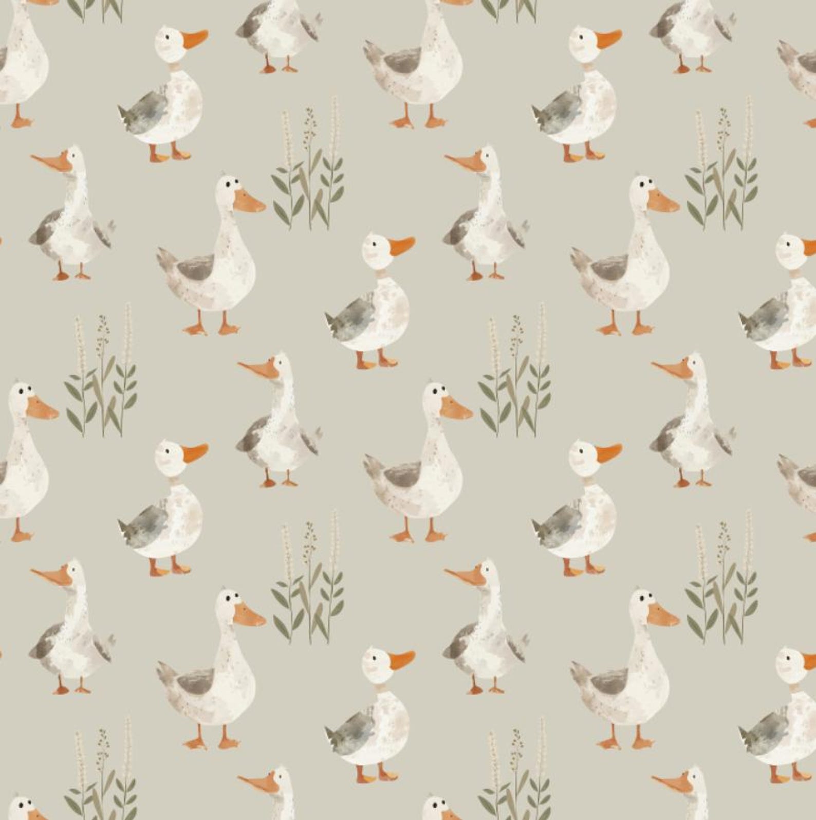 Vintage Watercolor Duck Pattern Cotton Fabric DIY Fabric Gift-by Half ...