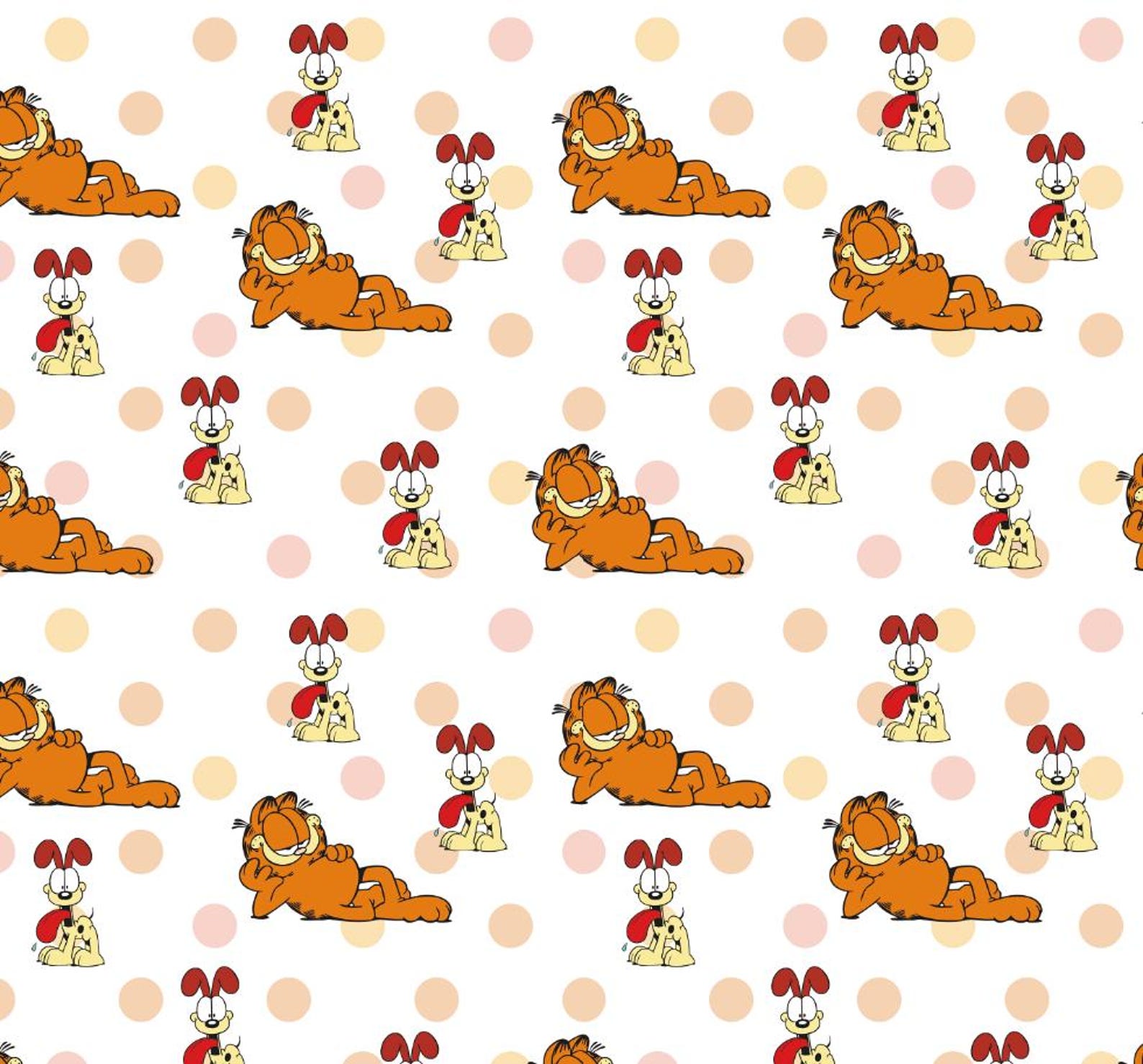 Cute Garfield Style Cartoon Cotton Fabric DIY Fabric Gift-by Half Yard ...