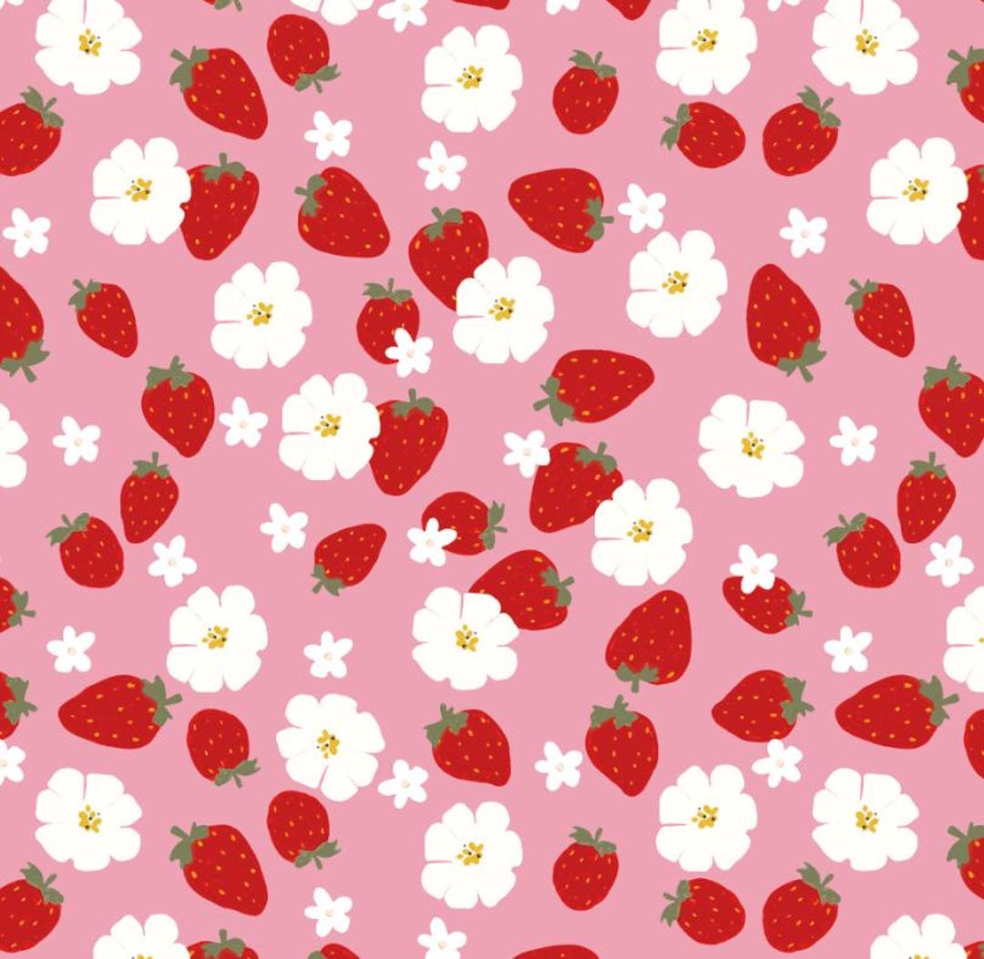 Spring Strawberry Floral Pattern Design Floral Fabric DIY Fabric Gift ...