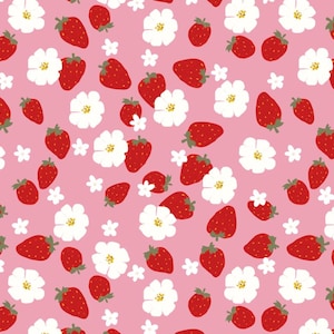 Spring Strawberry Floral Pattern Design Floral Fabric DIY Fabric GIFT-By Half Yard