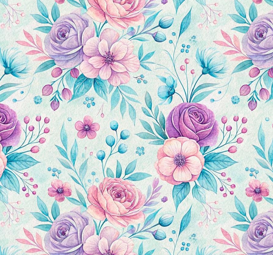 Pastel-spring-bloom Flower Pattern Floral Fabric Cotton Fabric DIY ...