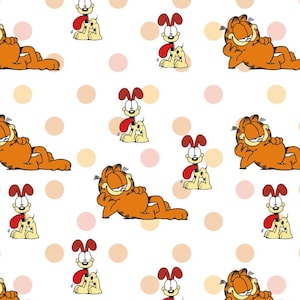 Cute Garfield Style Cartoon Cotton Fabric DIY Fabric GIFT-By Half Yard