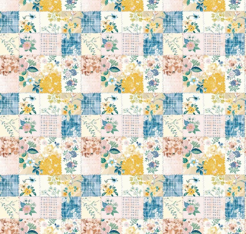 Spring Patchwork Pattern 31 Spring Patchwork Floral Design Pattern Cartoon Cotton Fabric DIY Fabric ...