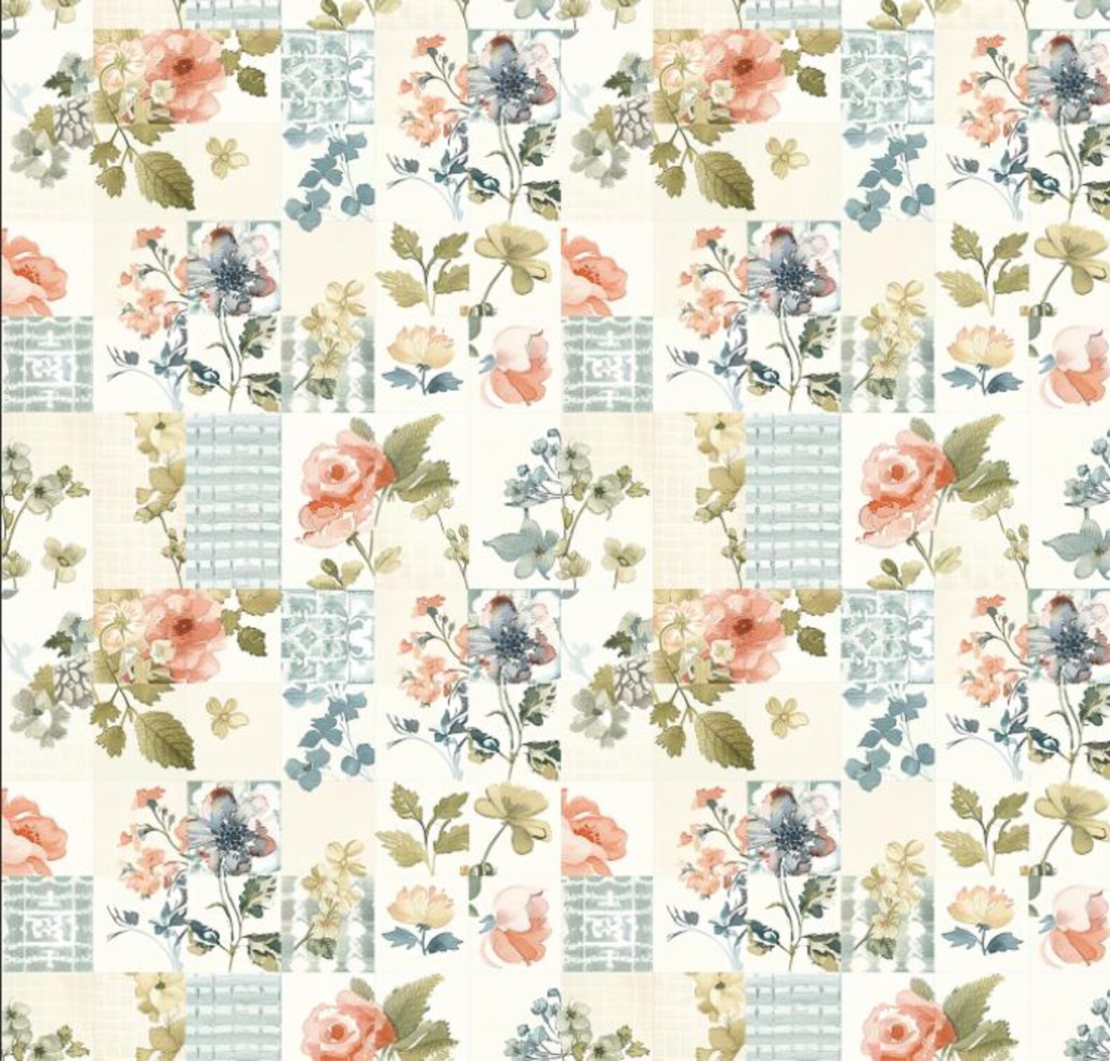Spring Floral Patchwork Pattern Design Floral Fabric Cotton Fabric DIY ...
