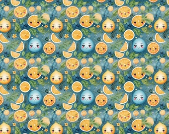Kawaii zomerfruit oranje patroon puur katoen Zachte katoenen stof DIY stof verkocht op halve meter