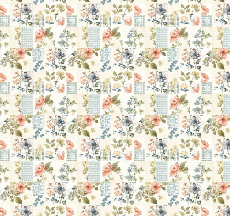 Spring Floral Patchwork Pattern Design Floral Fabric Cotton Fabric DIY ...