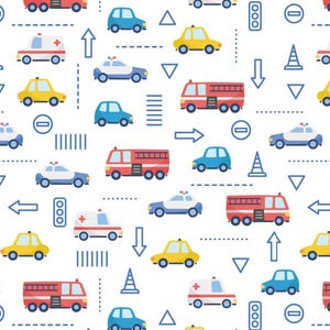 Wzór samochodu z kreskówki Czysta tkanina bawełniana-Trasa transportowa DIY Uroczy wzór tkaniny bawełnianej sprzedawanej na pół jarda