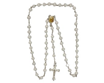 First Communion Rosary made with Real White Rose Petals