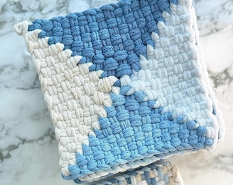 Potholder | Hot Pad | Coaster | Trivet | Handwoven | 100% Cotton | Housewarming Gift | Decor | Coastal Decor | Chic Kitchen Textile |