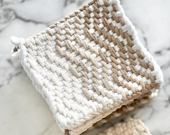 Pannenlap | Hot Pad | Onderzetter | Onderzetter | Handgeweven | 100% katoen | Handgemaakt | Decoratie | Pannenlap met weefgetouw | Chique keukentextiel | Geweldig cadeau |