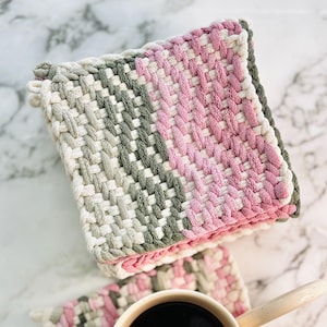 Potholder | Hot Pad | Coaster | Trivet | Handwoven | 100% Cotton | Housewarming Gift | Decor | Loomed Potholder | Chic Kitchen Textile |