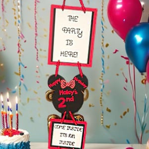Minnie Maus Türschild- Minnie Maus Teil Schild- Micky und Minnie Geburtstagsparty Willkommensschild - Minnie Maus Willkommen Party Geburtstagsschild