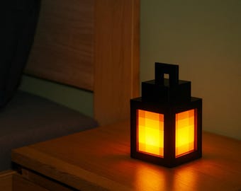Pixel Lantern Tealight Holder with Removable Insert – Cosy Block-Style Ambient Lamp
