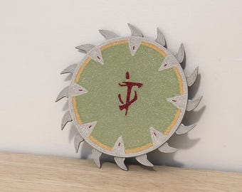 Runic Armoured Shield Coaster | Fantasy Medieval Emblem Drinks Mat | Decorative Desk Coaster