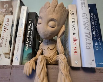 Sleeping Tree Creature Shelf Sitter | Wood-Style Book Nook Decor