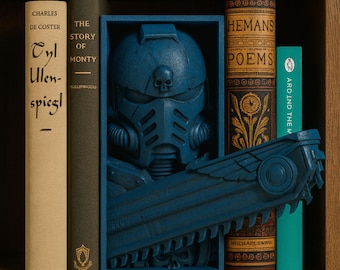 Armoured Sci-Fi Warrior Book Nook with Gothic Helmet and Sword