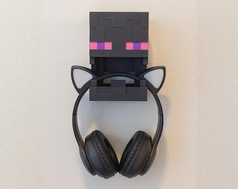 Wall Mounted Pixel Ender Headphone Holder | Gaming Room Organisation | Geeky Headset Display