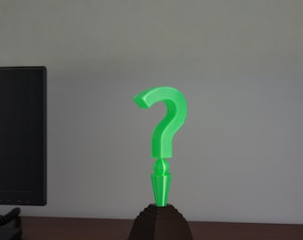 Question Mark Trophy Display Piece | Glowing Puzzle Trophy Ornament | Geek Desk Decor Collectable