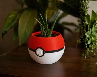 Red & White Pocket Sphere Planter | Decorative Round Plant Pot | Geek-Inspired Desk Décor