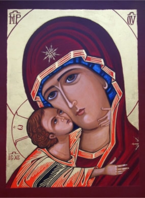 Madonna and Child Icon / Our Lady of Tenderness Print Etsy