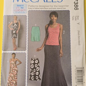 McCalls 7386 Sewing Pattern, Ladies Dress, Top, Skirt, NEW UNCUT Size (XS-Sm-Med) & (Lrg-Xl-XXl)