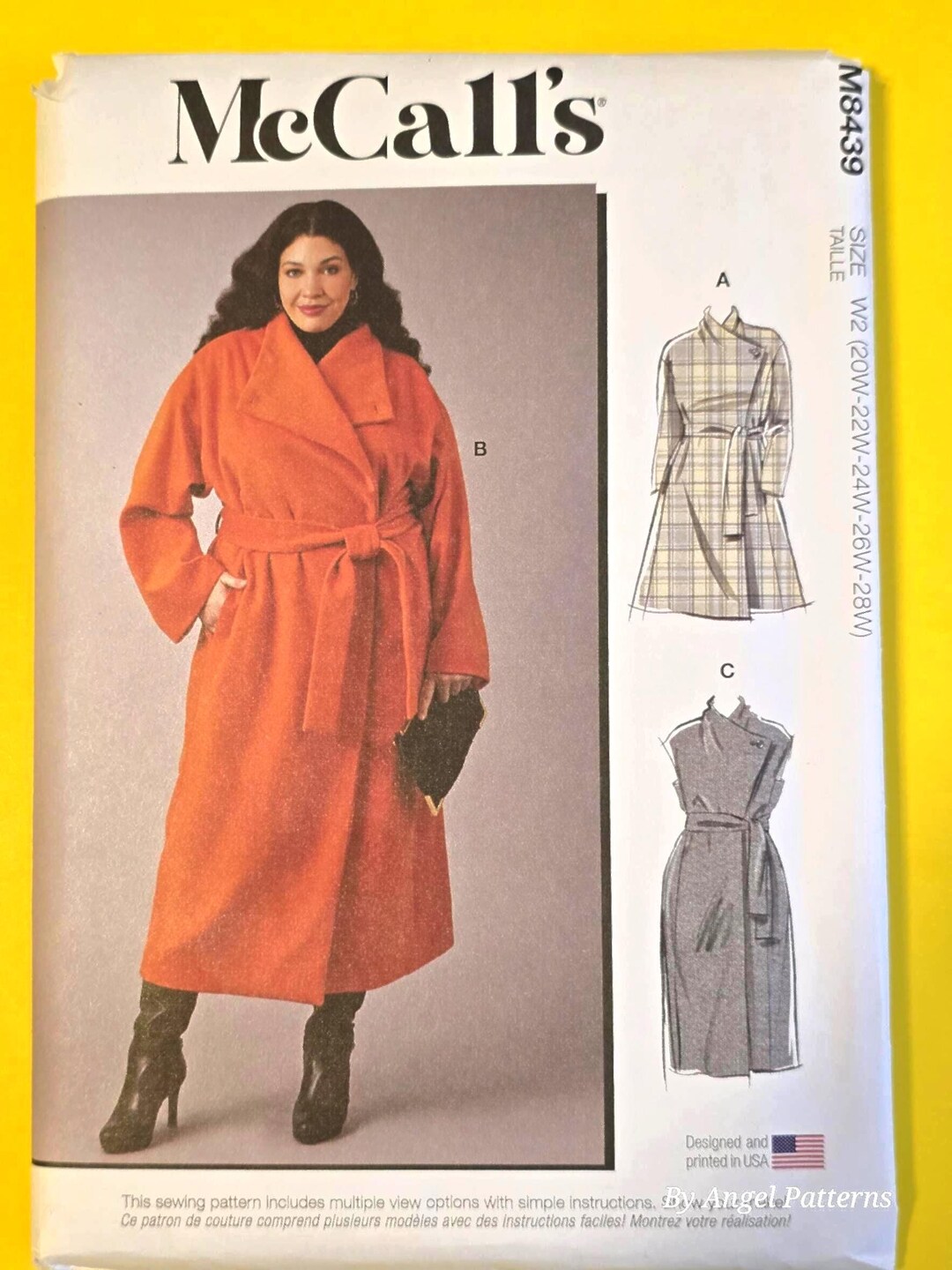 Pattern 8439 Mccalls 8439 Sewing Pattern, Ladies Plus Size Coat, NEW UNCUT Size (20W ...