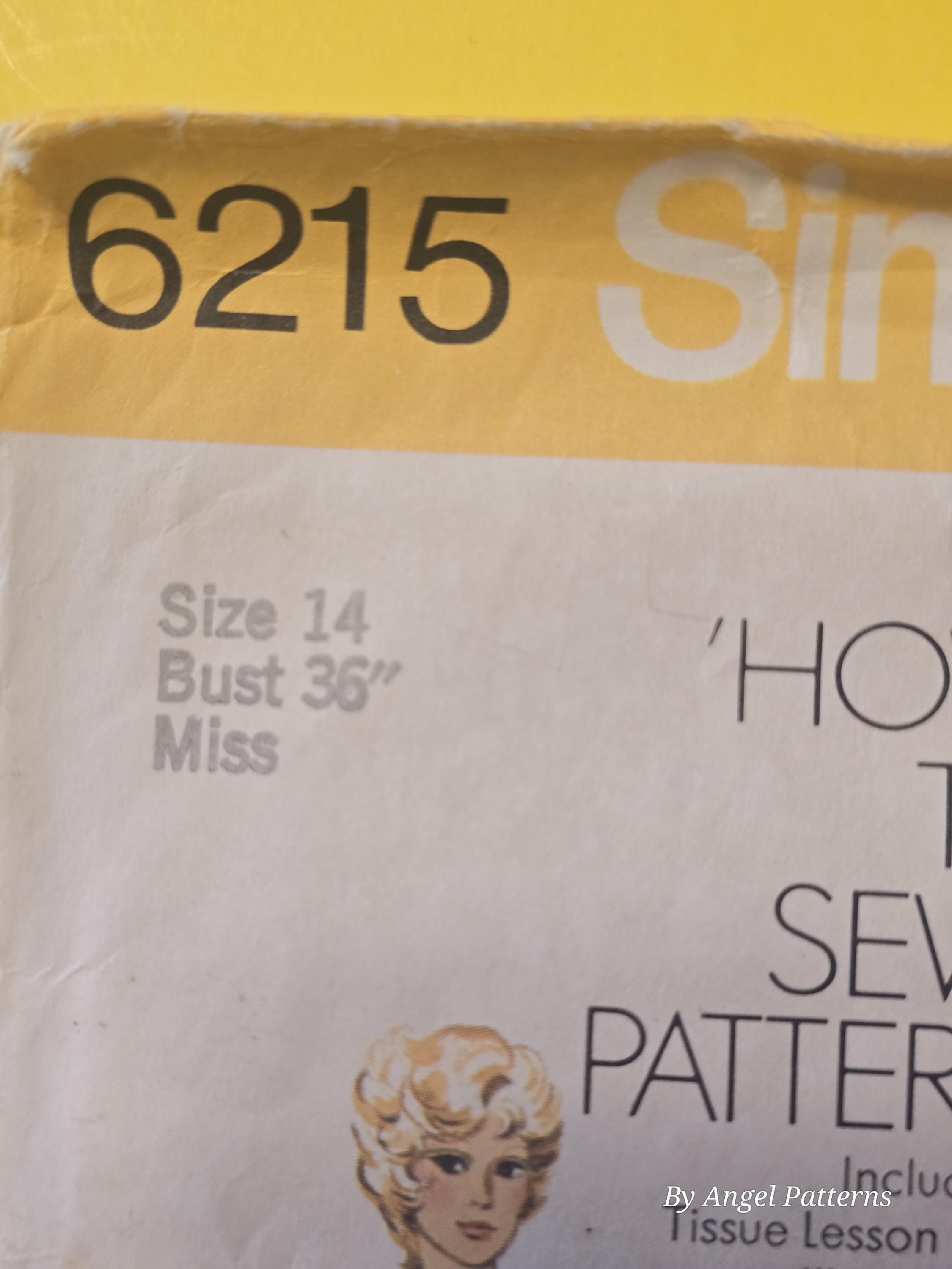 Vintage 1974 Simplicity 6215, Pattern, Ladies' Dress. Size 14 - Etsy