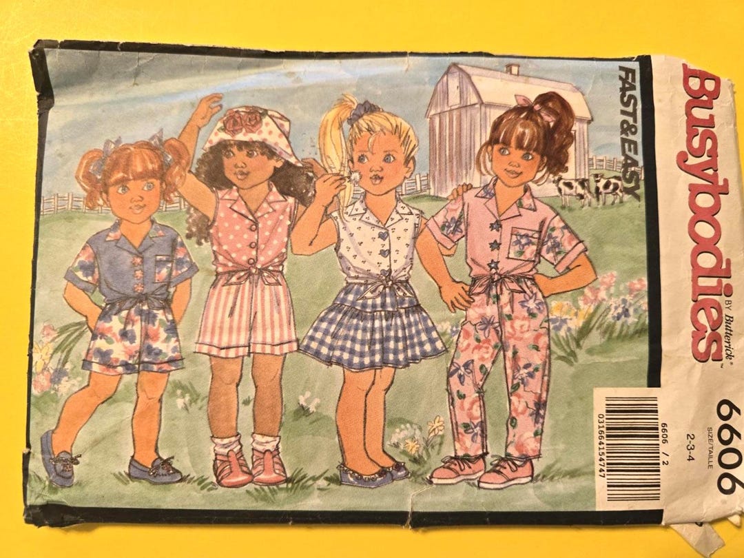 Vintage 1993 Butterick 6606 Sewing Pattern, Girl's Top Skirt Shorts ...