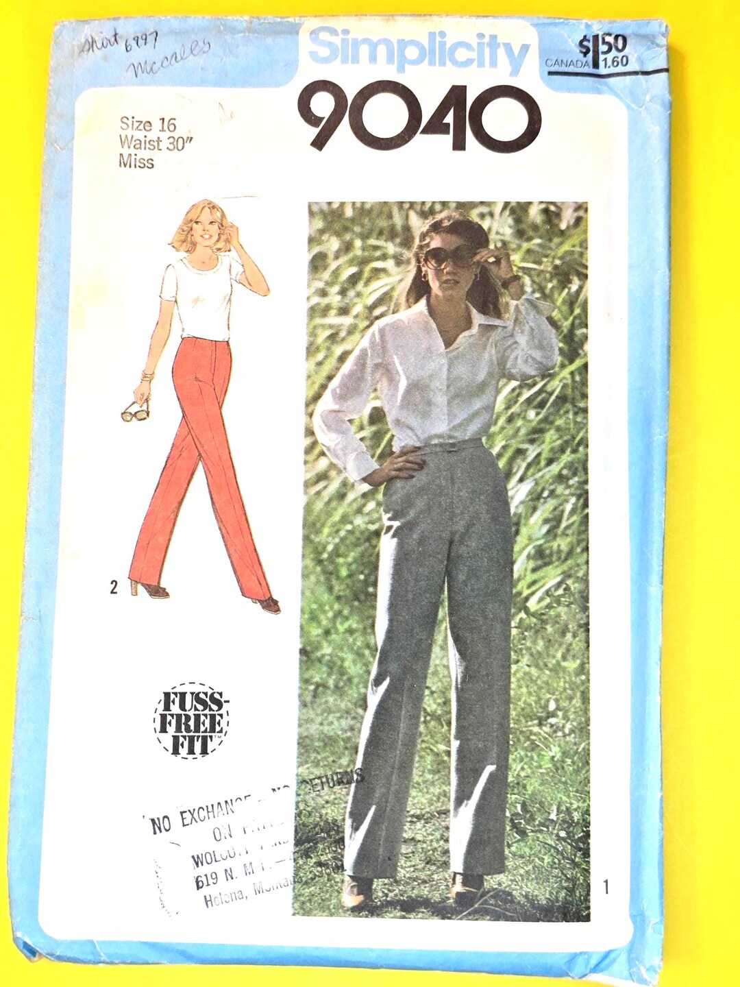 Vintage 1979 Simplicity 9040 Sewing Pattern, Ladies' Pants, Size 16 - Etsy