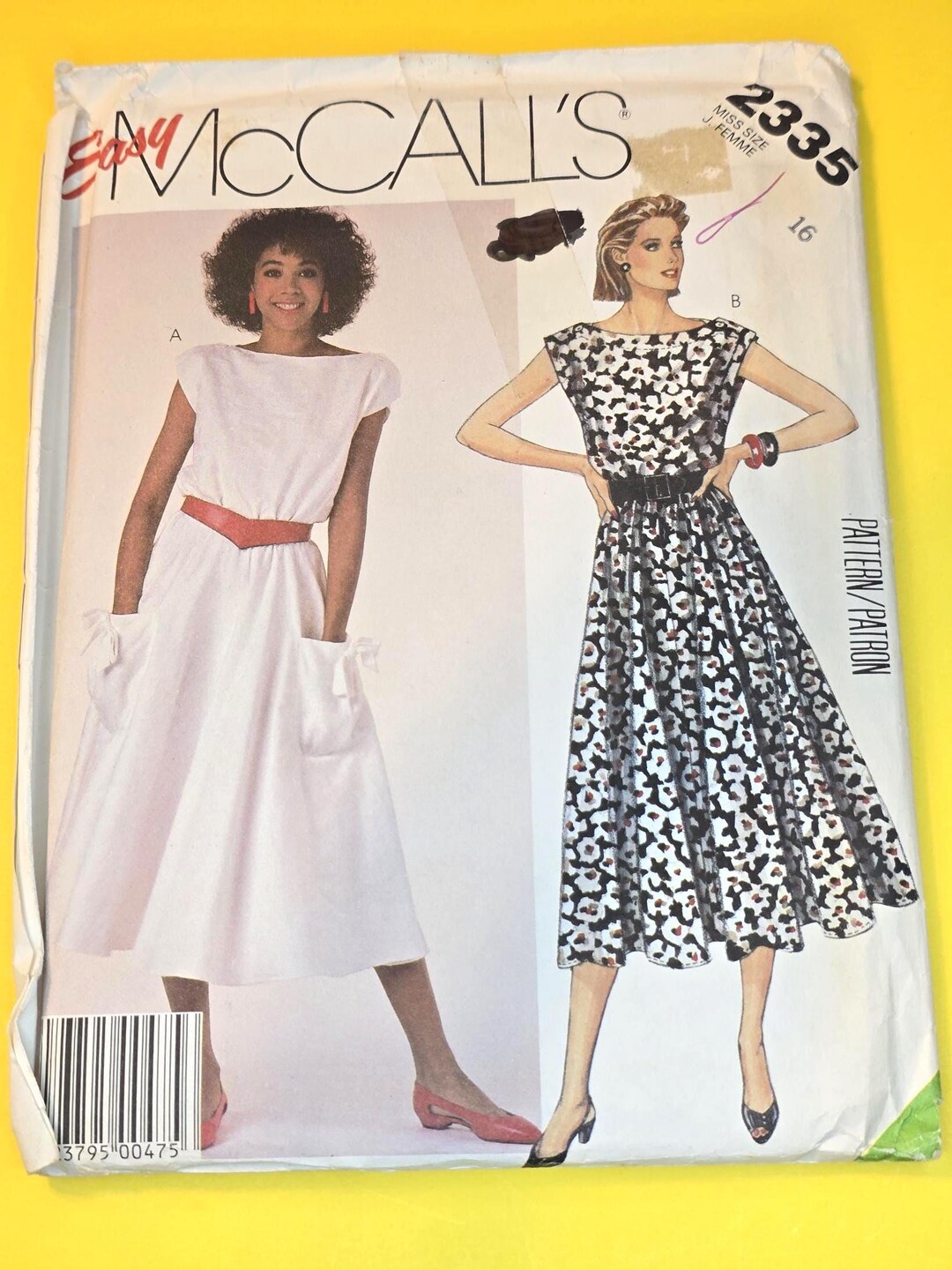 Vintage 1986 Mccalls 2335 Sewing Pattern, Ladies' Dress. Pre-cut Size ...